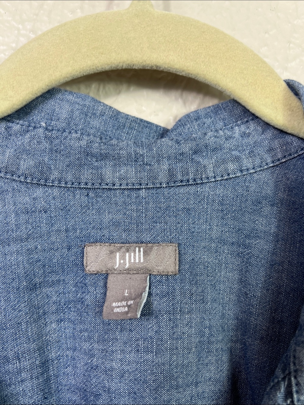 J. Jill Chambray Long Sleeve Button Front Pintuck Cotton Shirt Dress Large - Picture 2 of 6